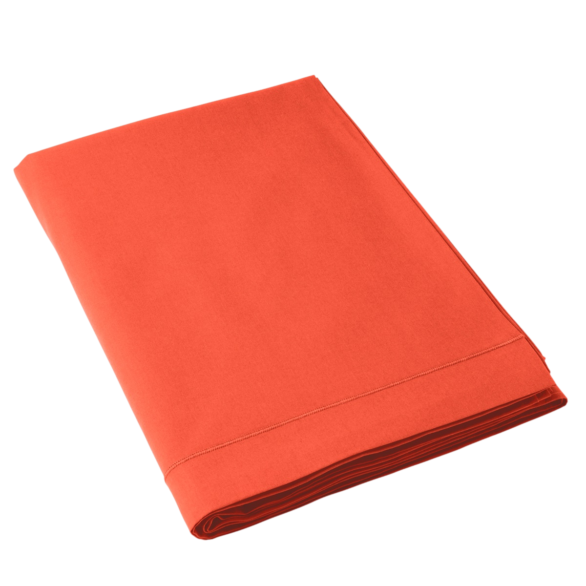 Drap Plat Coton 57 fils Nouvelle gamme Orange clémentine | Linge de lit | Tradition des Vosges #Couleur_ORANGE CLEMENTINE