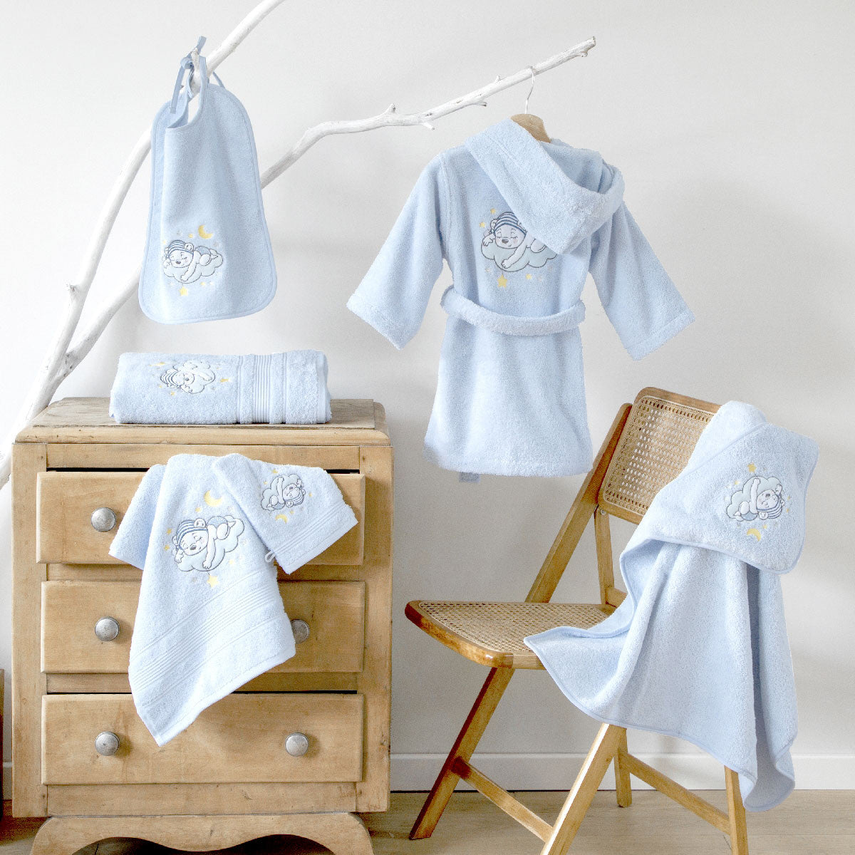 Linge de bain brodé Katy | Linge de bain | Tradition des Vosges #Couleur_BLEU