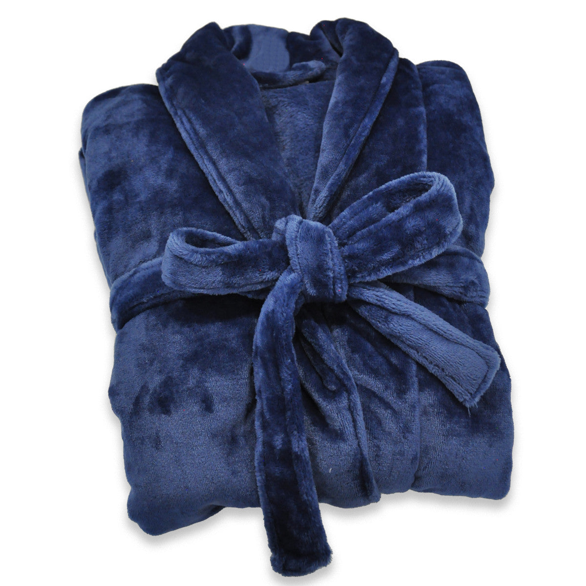 Peignoir Microfibre - Col Châle - Marine #Couleur_BLEU MARINE