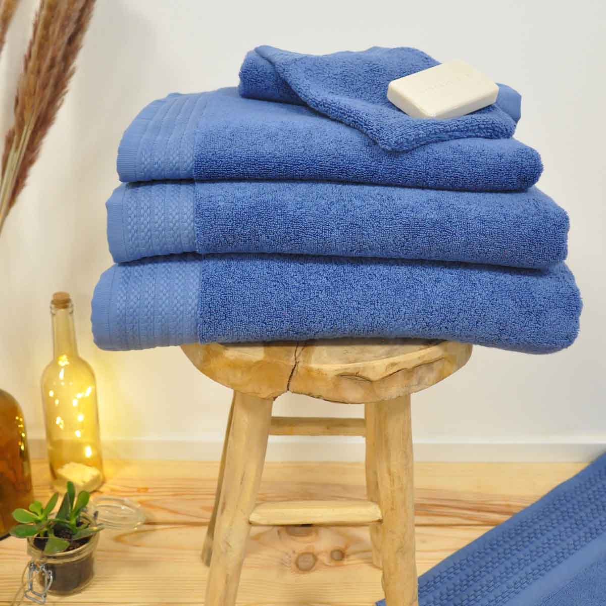 Serviette De Toilette Douceur - Coton/ Modal 600g/m² - Bleu cendre #Couleur_BLEU CENDRE