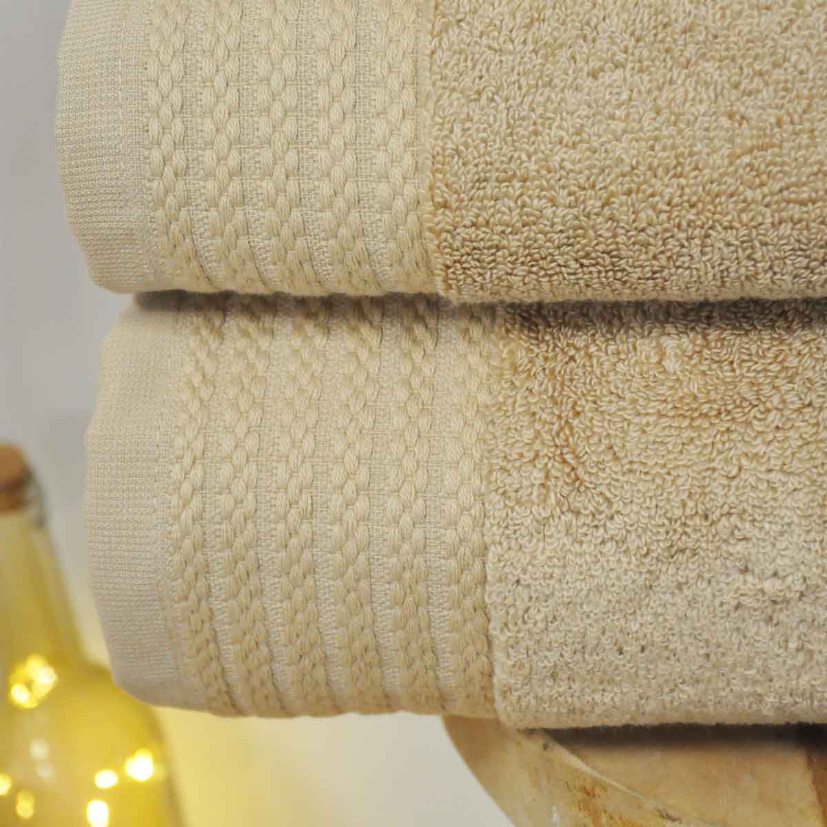 Serviette De Toilette Douceur - Coton/ Modal 600g/m² - Beige poudré #Couleur_LIN