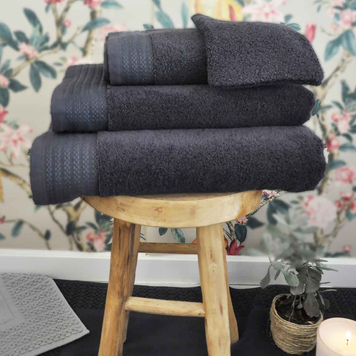 Serviette De Toilette Douceur - Coton/ Modal 600g/m² - Anthracite #Couleur_GRIS ANTHRACITE 