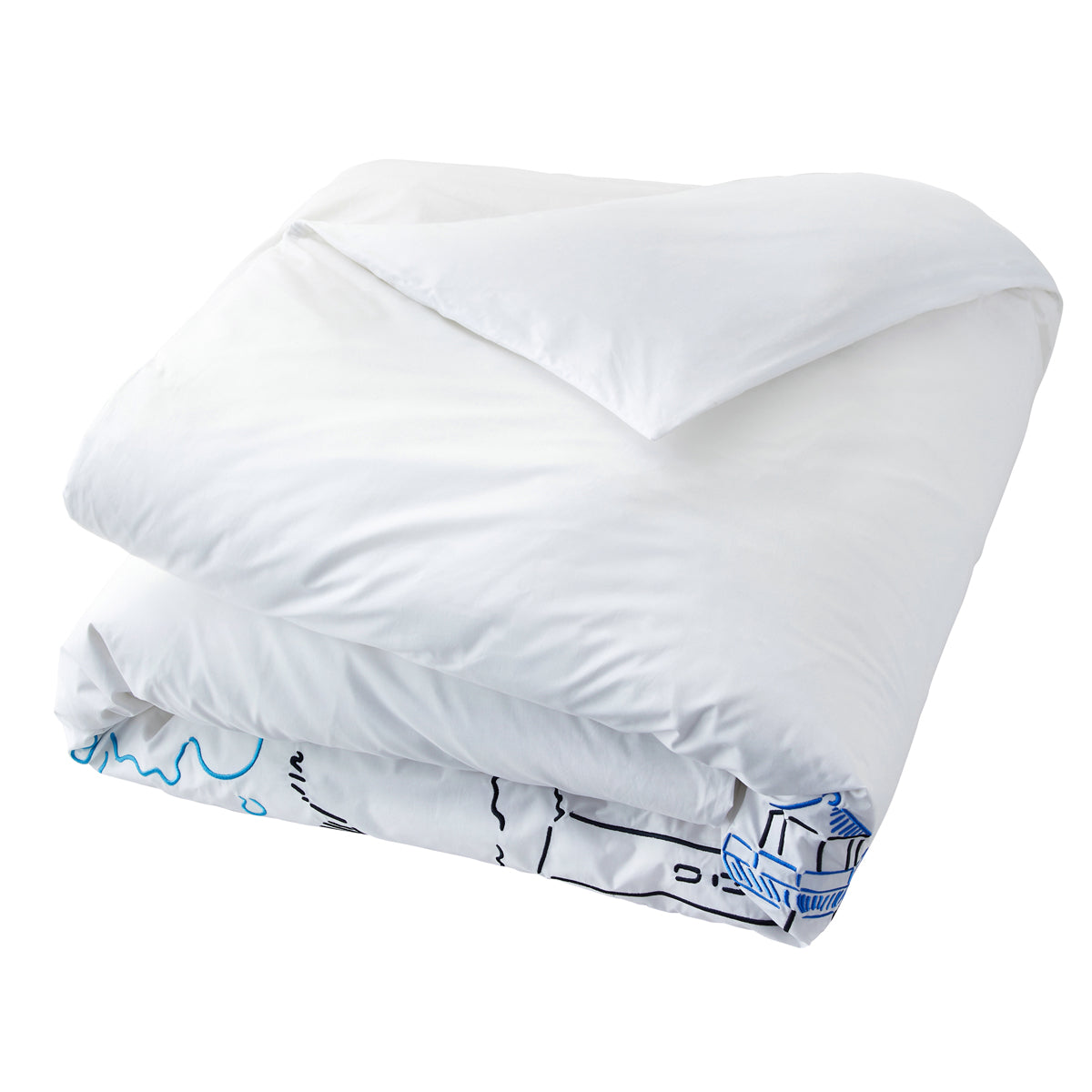 Housse Couette Phare - Percale de coton brodée #Couleur_BLANC