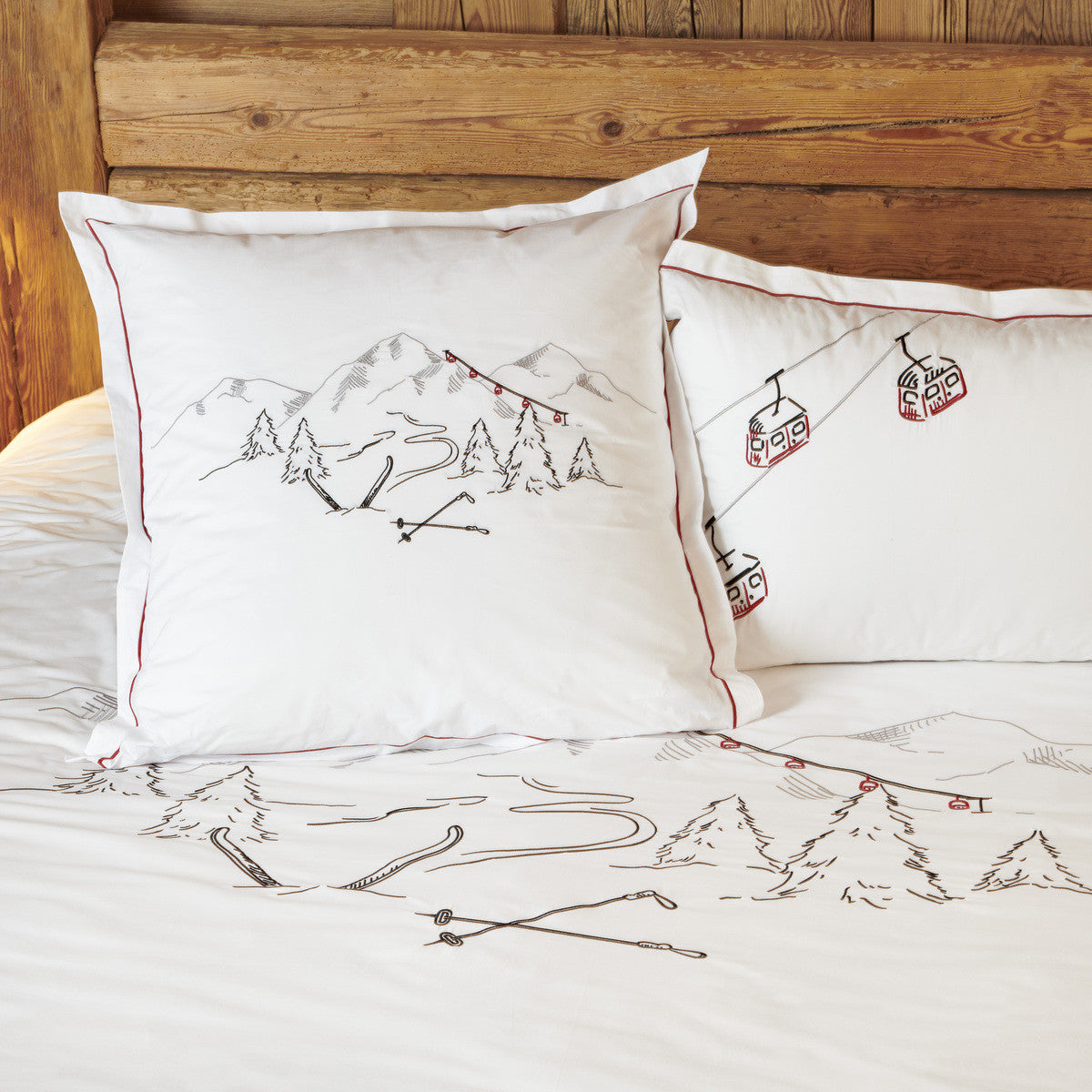 Housse de couette Vosges - Percale de coton brodée #Couleur_BLANC