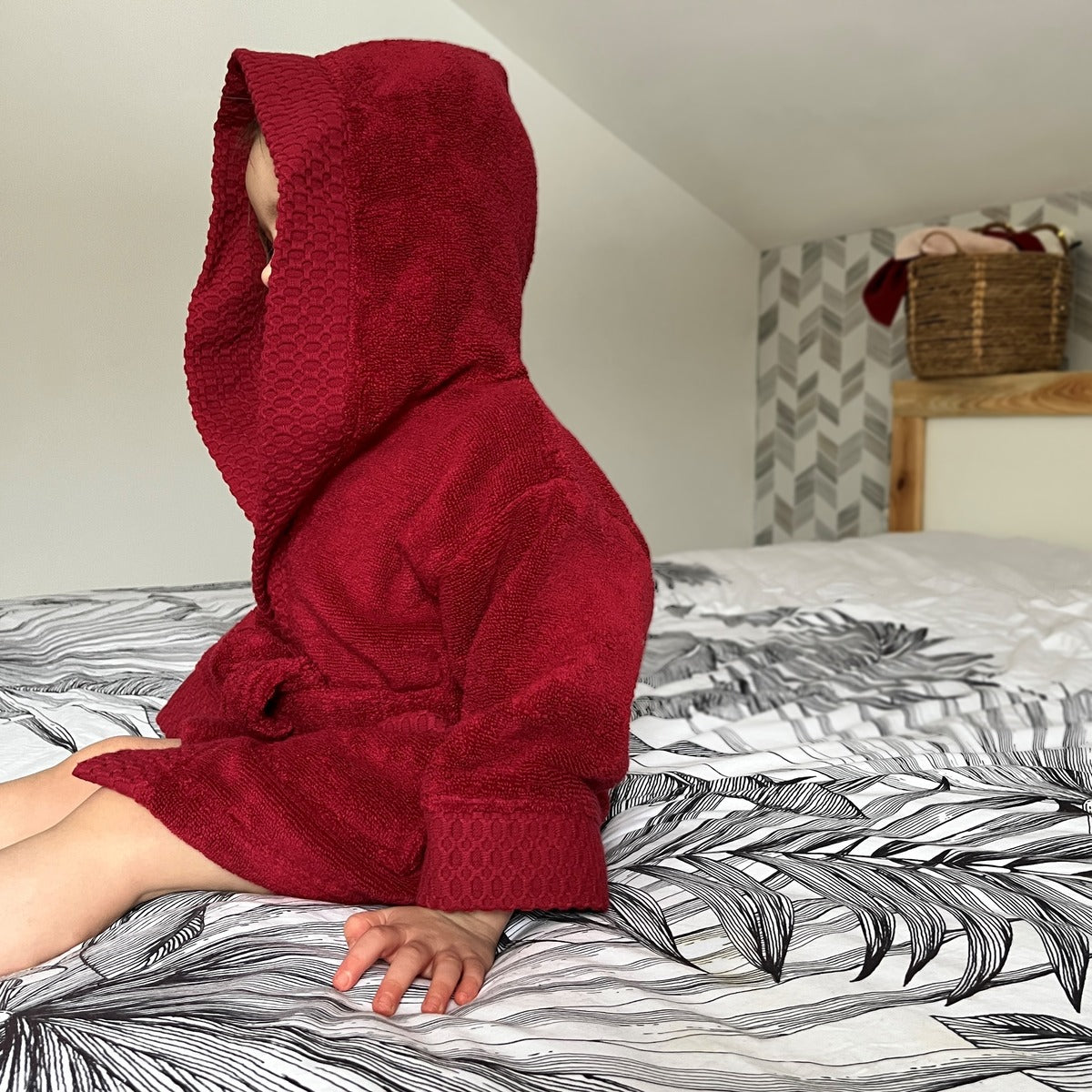 Peignoir Enfant Zéro twist- Coton 400g/m² - carmin #Couleur_CARMIN