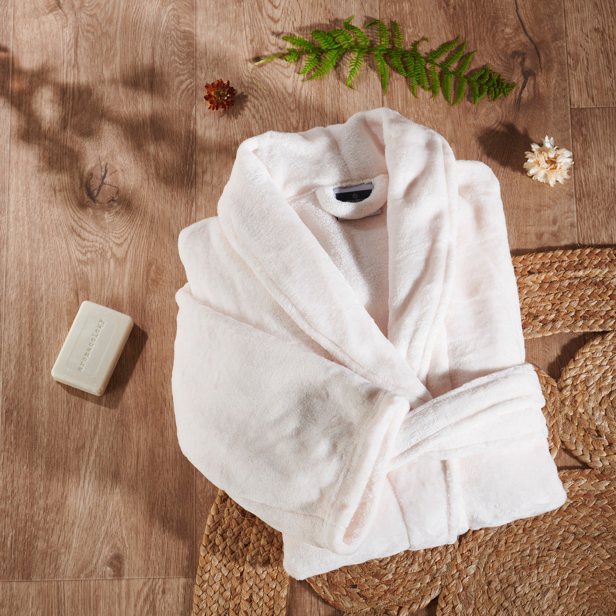 Peignoir Mixte Microfibre - Col Chale Ivoire #Couleur_ECRU