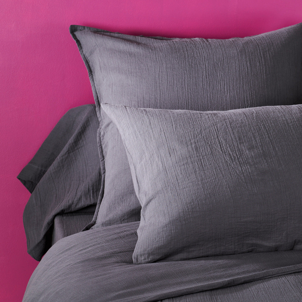 Taie de traversin - Gaze De Coton #Couleur_GRIS ANTHRACITE 