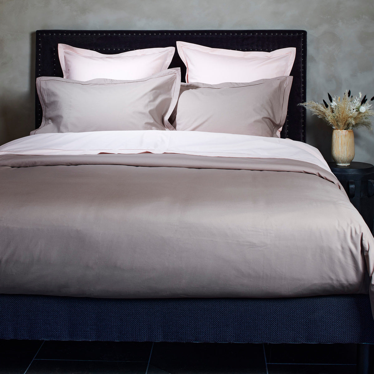 Housse De Couette - Uni Percale de coton - Vison/Rose pâle #Couleur_VISON