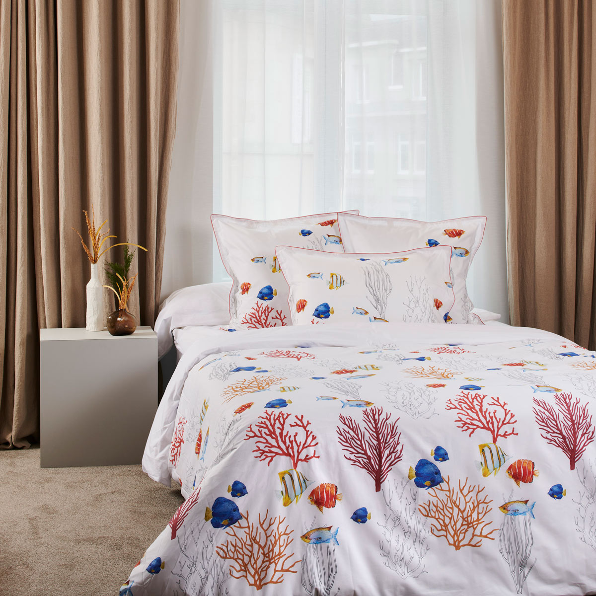 Drap plat Corail - Percale de coton #Couleur_BLANC