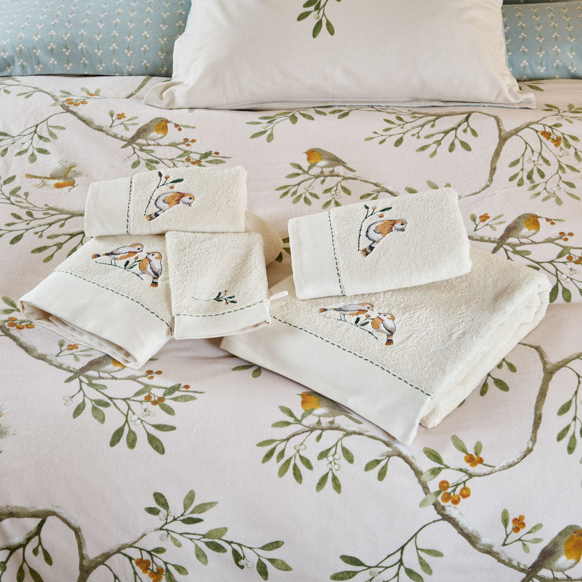 Association linge de lit et linge de bain doux refuge coloris lin 