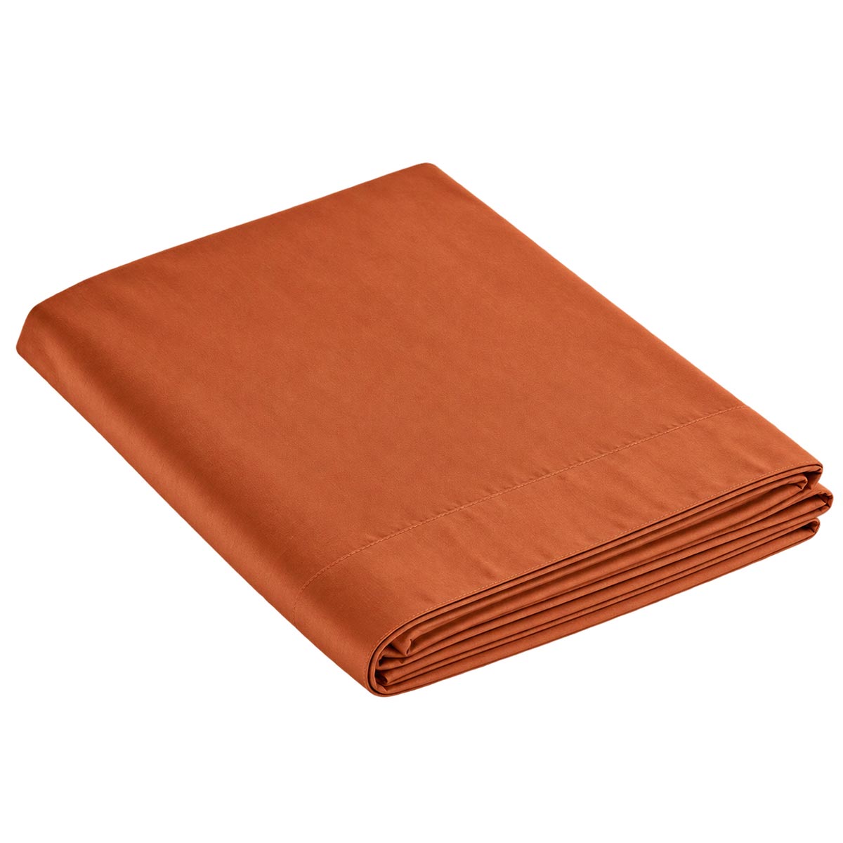 drap plat détouré de la collection douce nuit en satin de coton coloris rouille #Couleur_ROUILLE