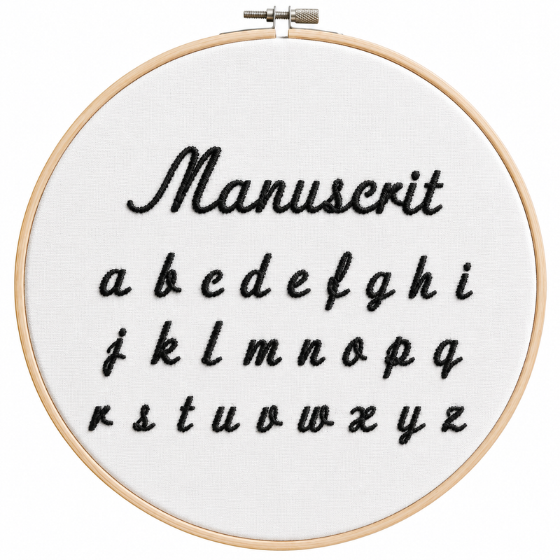 Alphabet manuscrit brodé