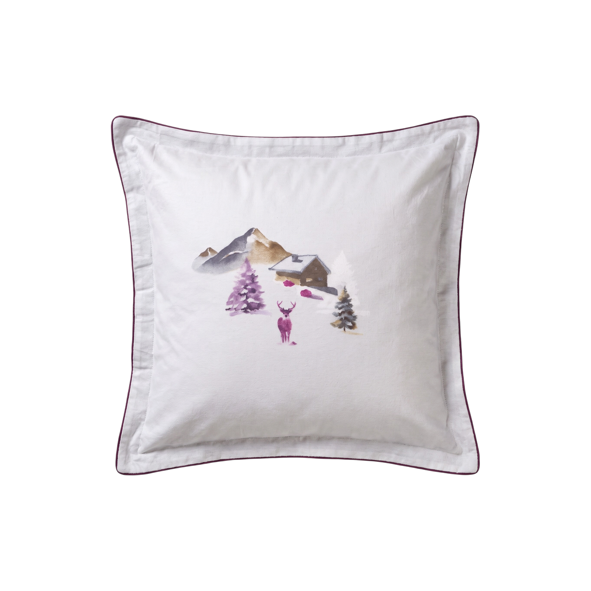 taie d'oreiller carrée champagny aux motifs hivernaux